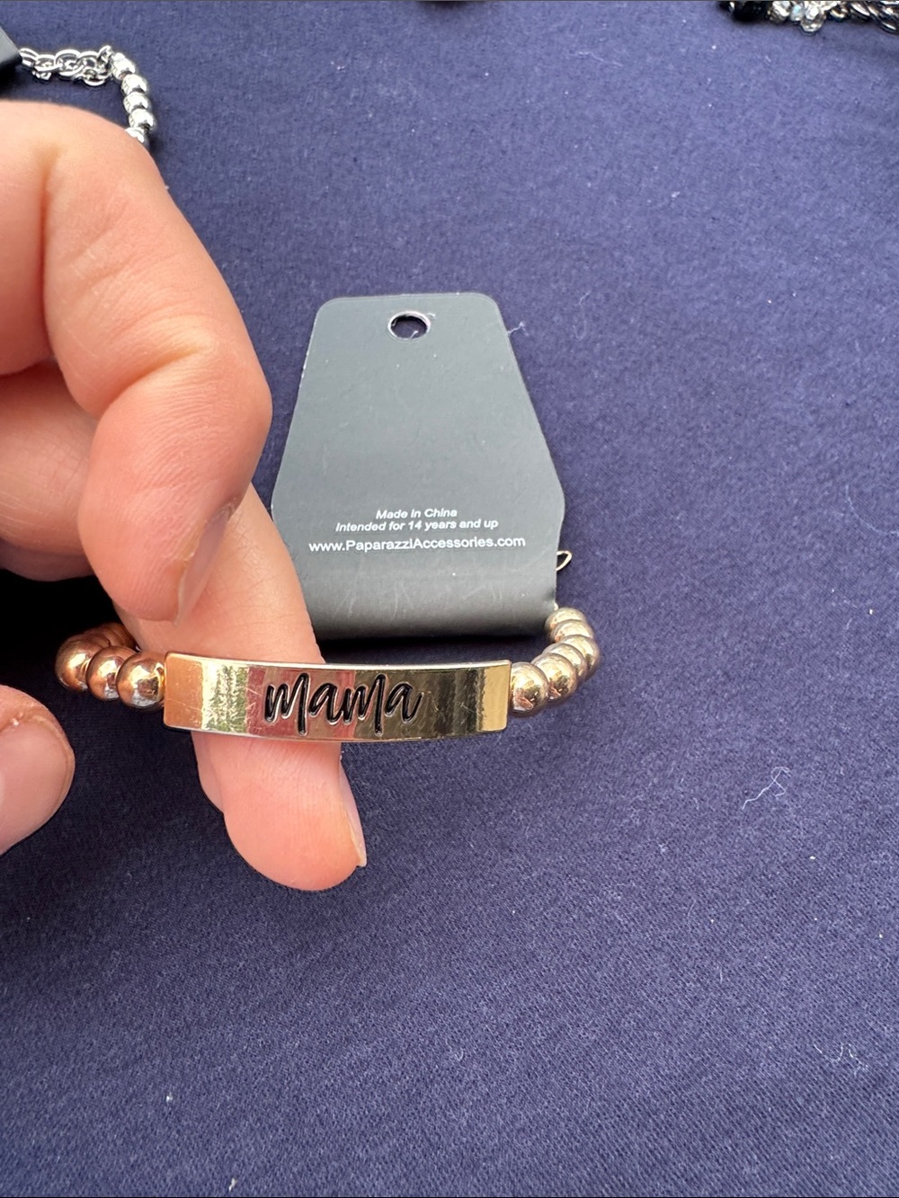 paparazzi Rose Gold 'Mama' Beaded ID Bracelet